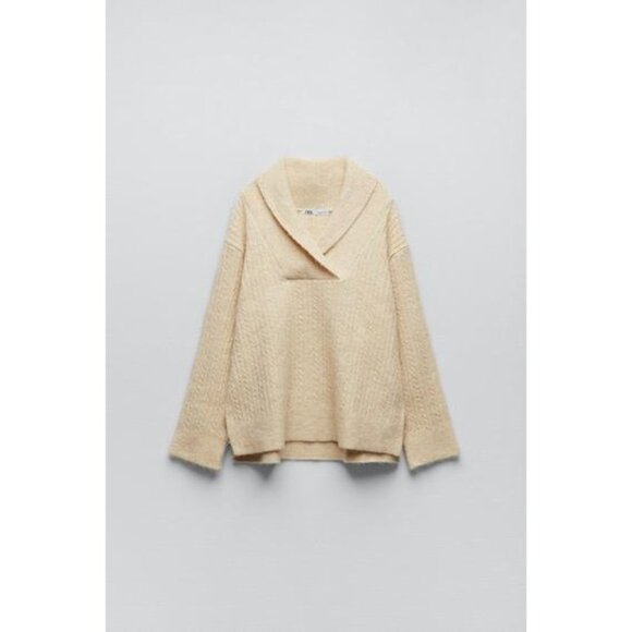 Zara Beige Ribbed Cable Knit Sweater - Picture 5 of 5
